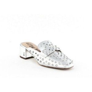 SAM EDELMAN Women's Metallic Agustus Leather Studded Mules